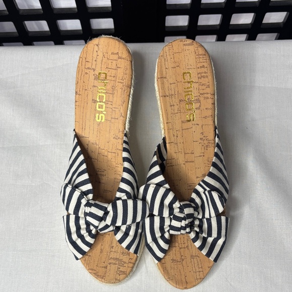 🖤 Chico’s Black & White Striped Espadrilles Heel Size 8 New 🖤 - Picture 3 of 12